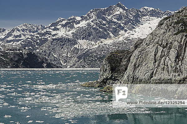 View West across mid Glacier Bay from tour boat Baranof Wind  Glacier Bay National Park and Preserve; Alaska  United States of America