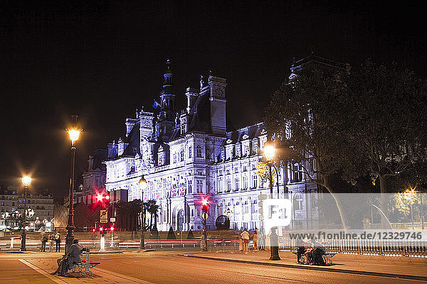 France  Paris by night : the town hall.