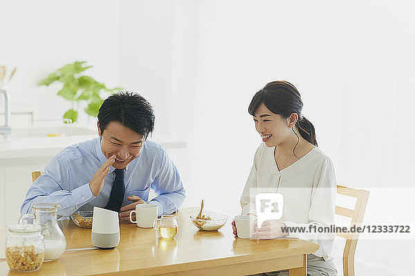 Japanese couple in the kitchen