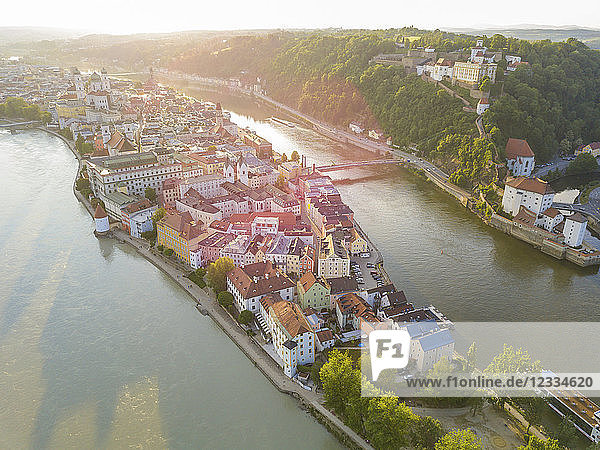 Germany  Bavaria  Passau  confluence of three rivers  Danube  Inn and Ilz