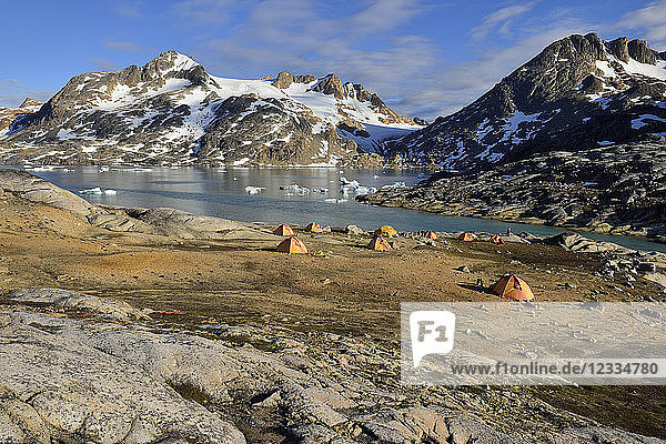 Greenland  East Greenland  Ammassalik Island  tent camp at Sammileq Fjord