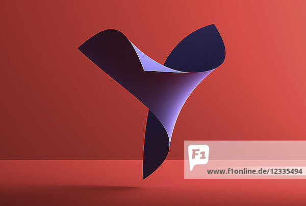 Abstract shape over red background  3D Rendering