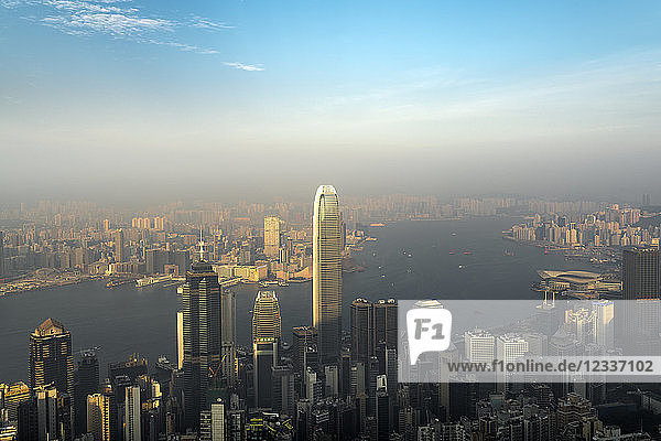 China Hong Kong skyline in the evening