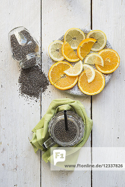 Chia drink with refreshing fruits