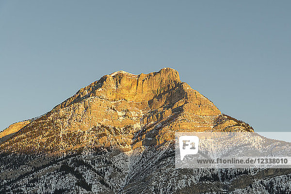 Canada Alberta Banff National Park mountaintop in sunlight