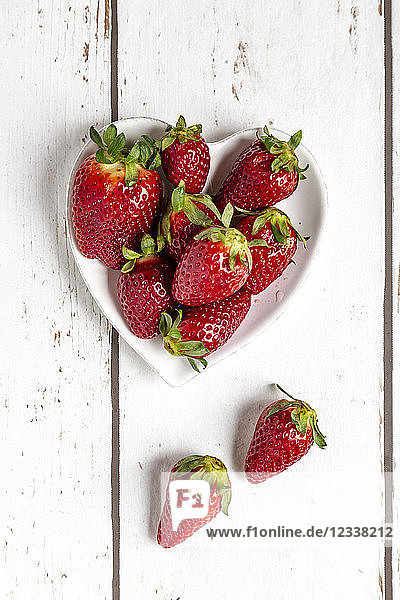 Strawberries in heart-shaped bowl