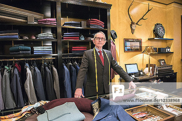 Senior tailor in tailors shop  portrait