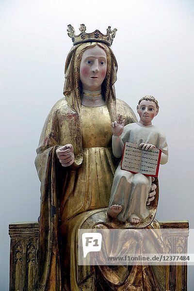 Virgin and child statue.
