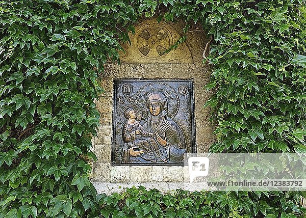 Holy Mother of God depicted on the exterior wall of the Ruzica Church  Belgrade Fortress  Kalemegdan  Belgrade  Serbia  Europe