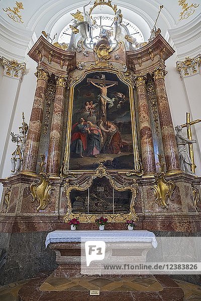 Seitenaltar mit dem Grab eines Heiligen  Kloster Schäftlarn  Oberbayern  Bayern  Deutschland  Europa