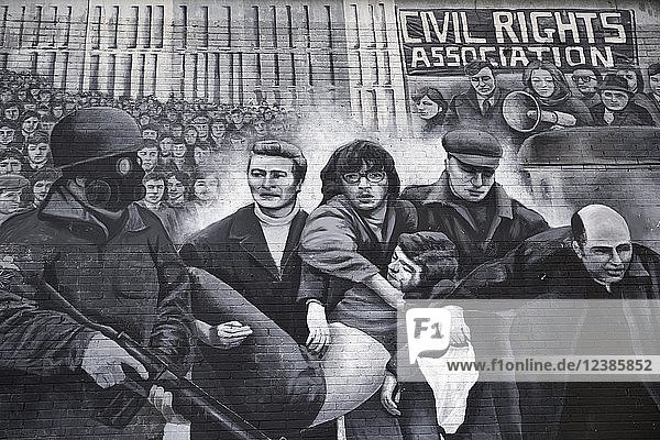 Mural politische Wandmalerei zum Thema Widerstand der IRA Bogside-Viertel Derry-Londonderry Provinz Ulster Nordirland Großbritannien Europa