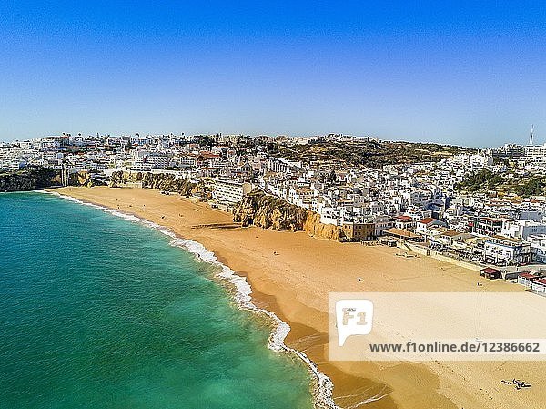 Aerial view of Fishermen Beach  Albufeira  Algarve  Portugal  Europe