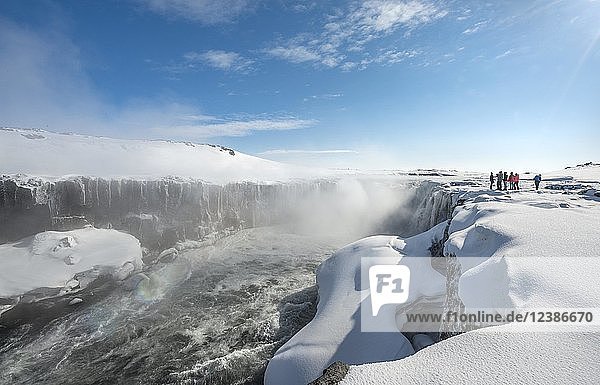 Hafragilsfoss Waterfall in winter  Northeastern Region  Iceland  Europe