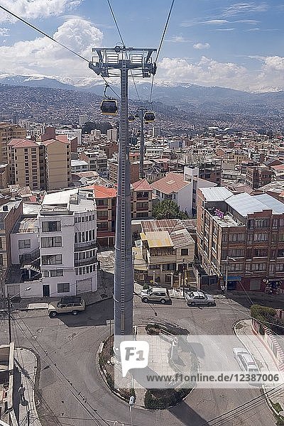 Öffentliche Verkehrsmittel  Seilbahn in der Stadt  städtisches Seilbahnnetz  La Paz  Bolivien  Südamerika