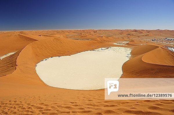 Salzpfanne zwischen Sanddünen  Sossusvlei  Namib Naukluft National Park  Namibia  Afrika
