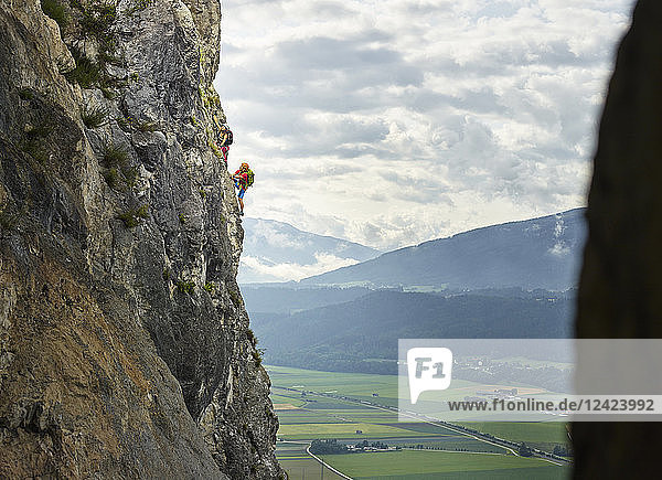 Austria  Tyrol  two rock climbers in Martinswand