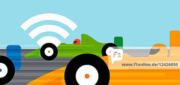 Rennwagen mit Wifi-Symbol