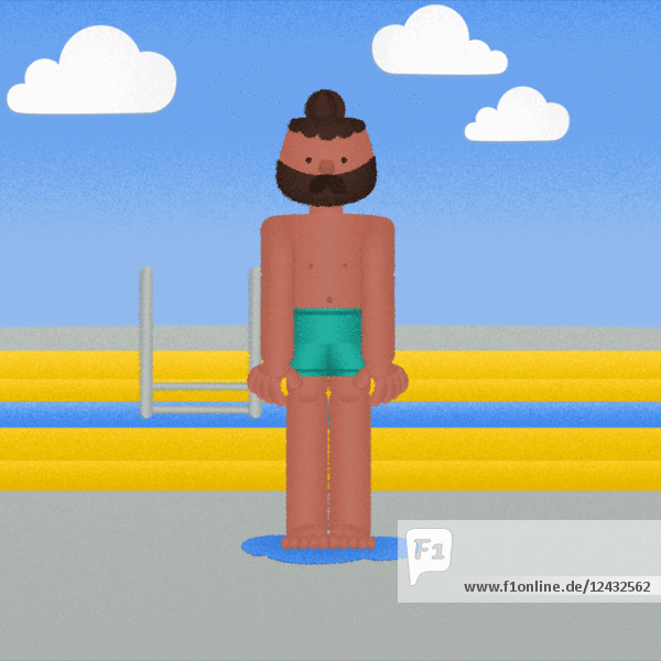 Man Dripping Water at Swimming Pool Animation