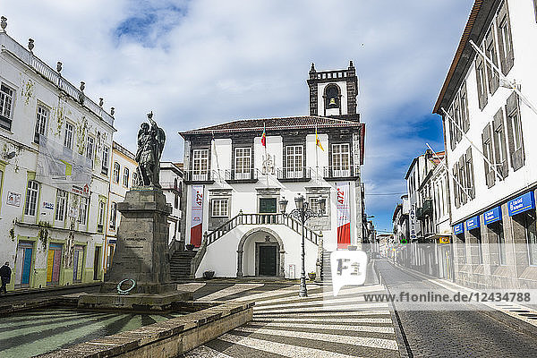 City hall in the historic town of Ponta Delgada  Island of Sao Miguel  Azores  Portugal  Atlantic  Europe