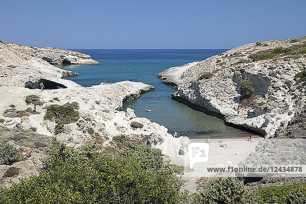 Kapros beach on north east coast  Pachena  Milos  Cyclades  Aegean Sea  Greek Islands  Greece  Europe