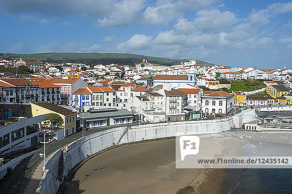 View over the town of Angra do Heroismo  UNESCO World Heritage Site  Island of Terceira  Azores  Portugal  Atlantic  Europe