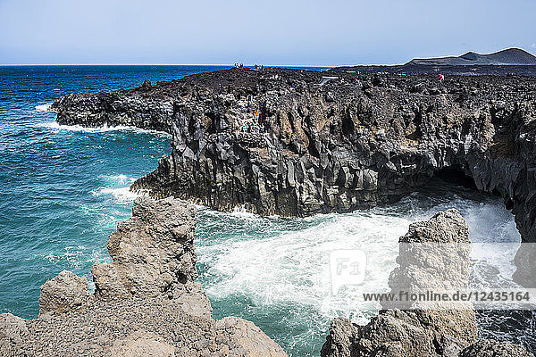 Los Hervideros lava rock coastline  Lanzarote  Canary Islands  Spain  Atlantic  Europe