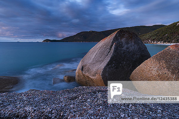 Long exposure landscape of the boulders along the coast of Wilsons Promontory National Park  Victoria  Australia  Pacific