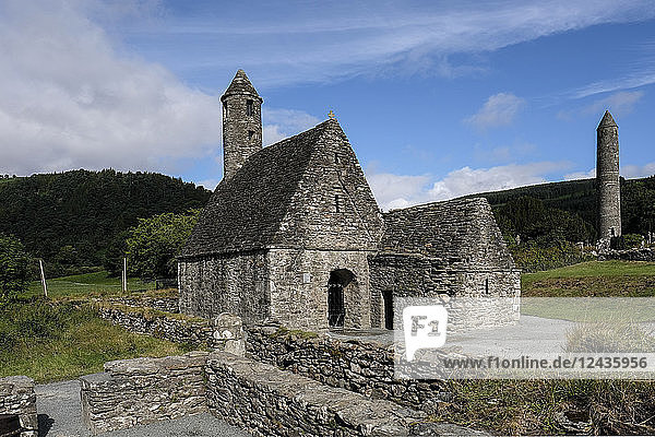St. Kevin's Church (St. Kevin's Kitchen)  a nave-and-chancel church of the 12th century  Glendalough  County Wicklow  Leinster  Republic of Ireland  Europe