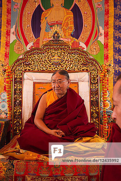 His Holiness Sakya Trizin Rinpoche  the Great Sakya Monlam prayer meeting at Buddha's birthplace  Lumbini  Nepal  Asia
