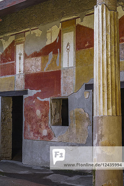 Casa di Venus Atrium Peristyl Kolonnade  Fresken am Haus von D. Lucretii Satrii Valentes  Pompeji  UNESCO Weltkulturerbe  Kampanien  Italien  Europa