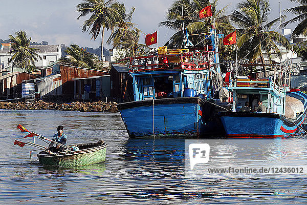 Fishing boats in Duong Dong harbor  Phu Quoc  Vietnam  Indochina  Southeast Asia  Asia