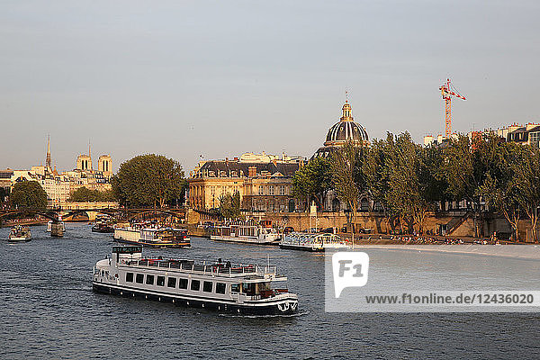 Touristenboot auf der Seine in Paris  Frankreich  Europa