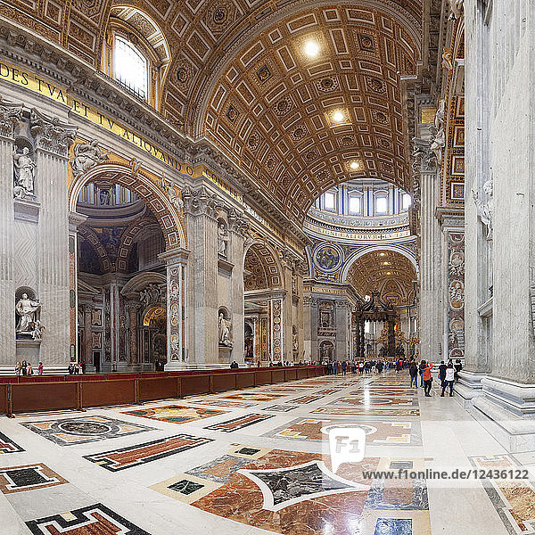 Interior  St. Peter's Basilica (Basilica di San Pietro)  UNESCO World Heritage Site  Vatican City  Rome  Lazio  Italy  Europe