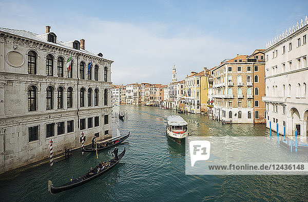 Gondolas on Grand Canal  Venice  UNESCO World Heritage Site  Veneto Province  Italy  Europe