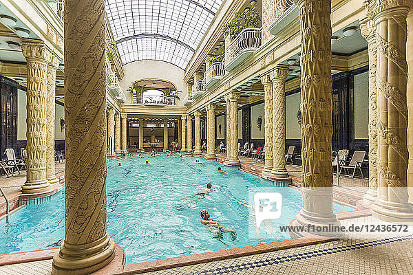 People bathing in Gellert Thermal Baths  Budapest  Hungary  Europe