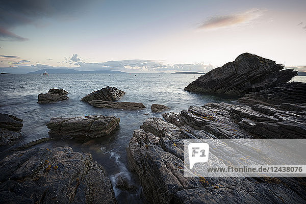 UK Scotland Isle of Skye beach of Elgol at sunset