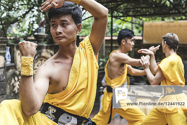 Vietnam  Hanoi  man exercising Kung Fu
