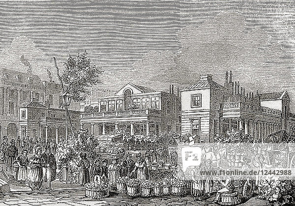 Covent Garden Market  Westminster  London  England in the early 19th century. From Old England: A Pictorial Museum  published 1847.