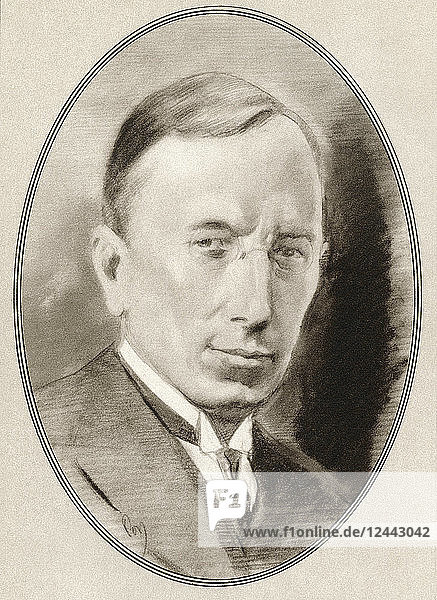 Sir Frederick Grant Banting  1891 – 1941. Canadian medical scientist  physician  painter  and Nobel laureate noted as the co-discoverer of insulin. Illustration by Gordon Ross  American artist and illustrator (1873-1946)  from Living Biographies of Great Scientists.