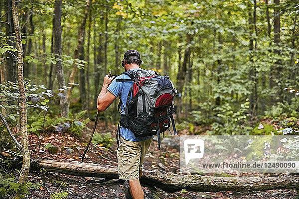 A Man Hikes Along The Appalachian Trail