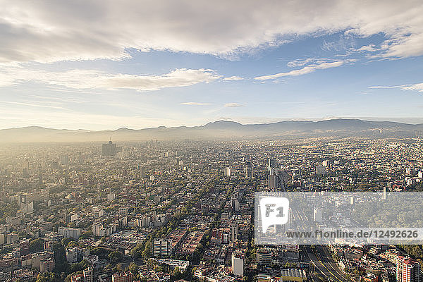 View of Mexico City from a high building in Paseo de la Reforma Distrito Federal Mexico