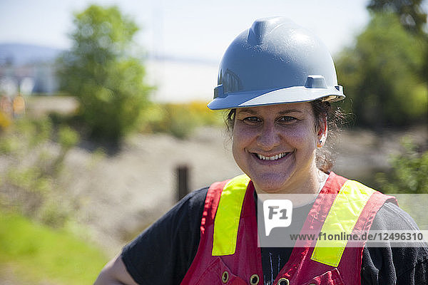 Portrait Of A Woman On Construction Site
