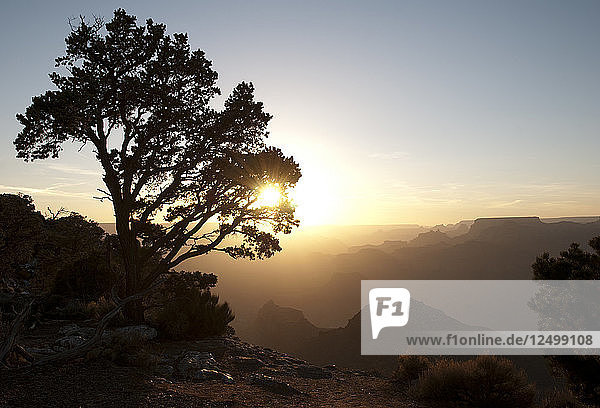 Blick auf den Grand Canyon bei Sonnenuntergang vom Desert View Watchtower  South Rim. Grand Canyon National Park  Arizona.