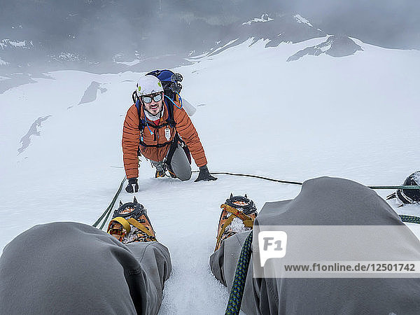 Male Climber On Mount Baker In Washington  Usa