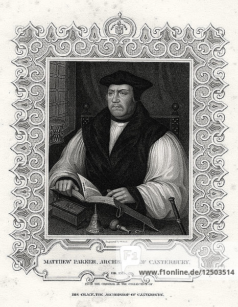 Matthew Parker  Erzbischof von Canterbury  19. Jahrhundert. Künstler: William Holl