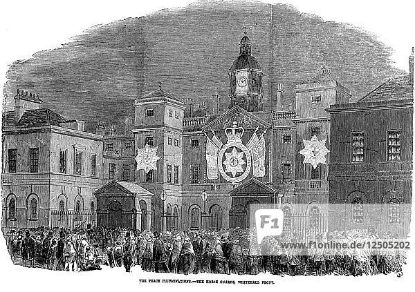 The Peace Illuminations - The Horse Guards  Whitehall Front  London  1856. Artist: Unknown