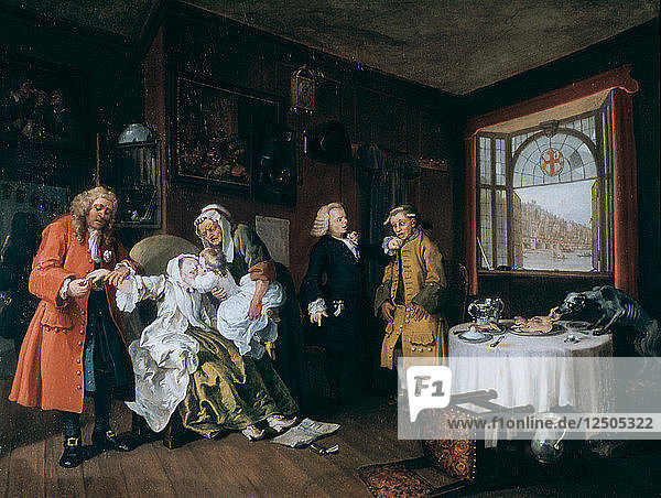 Heirat nach Art des Hauses: 6. Der Tod der Dame  um 1743. Künstler: William Hogarth