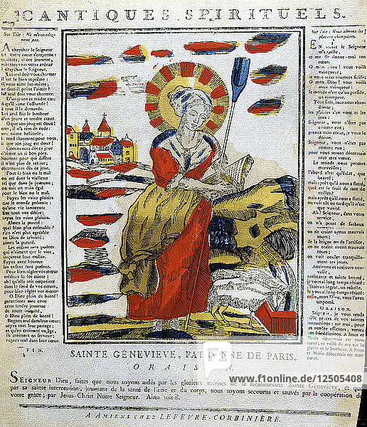 Heilige Genevieve von Nanterre  französische Nonne und Prophetin  19. Jahrhundert. Künstler: Anon