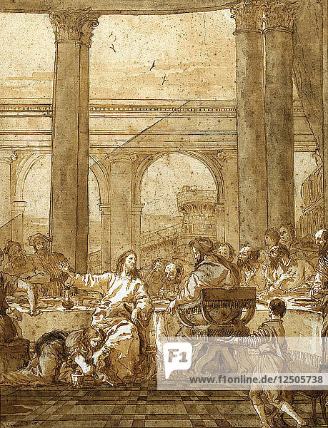 Festmahl im Hause Simon  18./frühes 19. Jahrhundert. Künstler: Giovanni Domenico Tiepolo