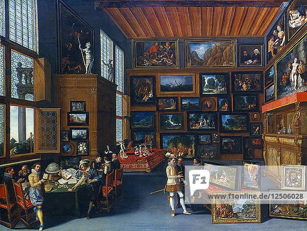 Cognoscenti in einem mit Bildern behängten Raum  um 1620. Künstler: Anon